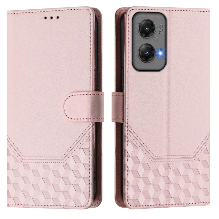 For Motorola Moto G Stylus 5G 2024 Honeycomb Embossing RFID Leather Phone Case(Pink) by buy2fix