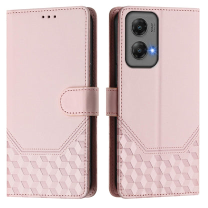 For Motorola Moto G Stylus 5G 2024 Honeycomb Embossing RFID Leather Phone Case(Pink) by buy2fix