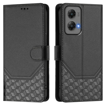 For Motorola Moto G Stylus 5G 2024 Honeycomb Embossing RFID Leather Phone Case(Black) by buy2fix