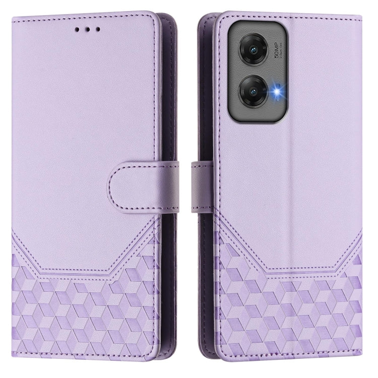 For Motorola Moto G Stylus 5G 2024 Honeycomb Embossing RFID Leather Phone Case(Light Purple) by buy2fix