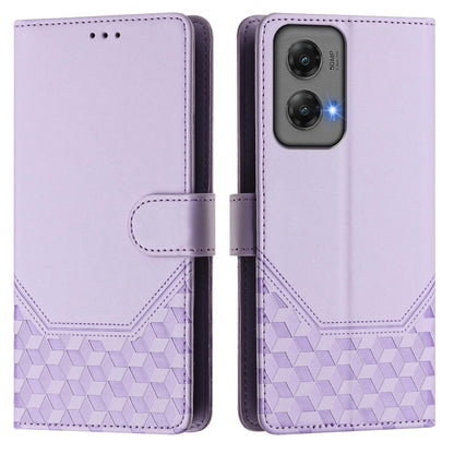 For Motorola Moto G Stylus 5G 2024 Honeycomb Embossing RFID Leather Phone Case(Light Purple) by buy2fix