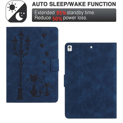 For iPad 10.2 2021 / 2020 / 10.5 2019 Embossed Couple Cat Smart Tablet Leather Case(Blue) - iPad 10.2 Cases by buy2fix | Online Shopping UK | buy2fix