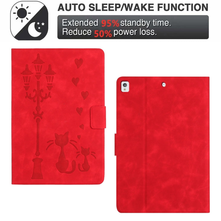 For iPad 10.2 2021 / 2020 / 10.5 2019 Embossed Couple Cat Smart Tablet Leather Case(Red) - iPad 10.2 Cases by buy2fix | Online Shopping UK | buy2fix