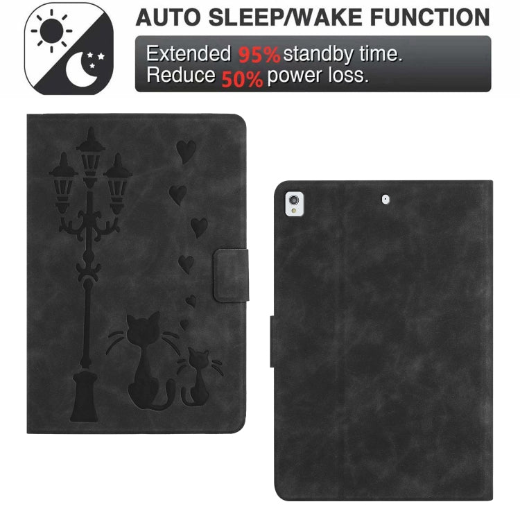 For iPad 10.2 2021 / 2020 / 10.5 2019 Embossed Couple Cat Smart Tablet Leather Case(Black) - iPad 10.2 Cases by buy2fix | Online Shopping UK | buy2fix