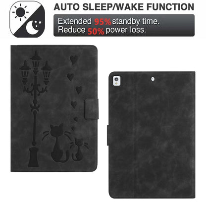 For iPad 10.2 2021 / 2020 / 10.5 2019 Embossed Couple Cat Smart Tablet Leather Case(Black) - iPad 10.2 Cases by buy2fix | Online Shopping UK | buy2fix