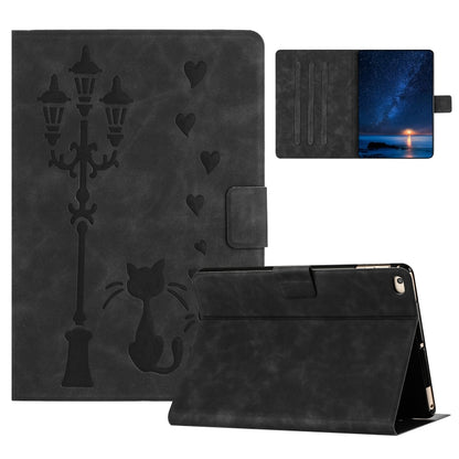 For iPad Air / Air 2 / 9.7 2017 / 2018 Embossed Couple Cat Smart Tablet Leather Case(Black) - iPad 9.7 (2018) & (2017) Cases by buy2fix | Online Shopping UK | buy2fix