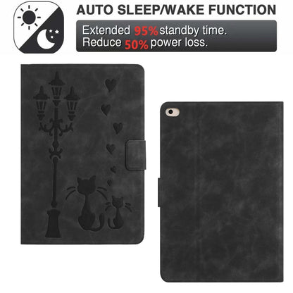 For iPad Air / Air 2 / 9.7 2017 / 2018 Embossed Couple Cat Smart Tablet Leather Case(Black) - iPad 9.7 (2018) & (2017) Cases by buy2fix | Online Shopping UK | buy2fix