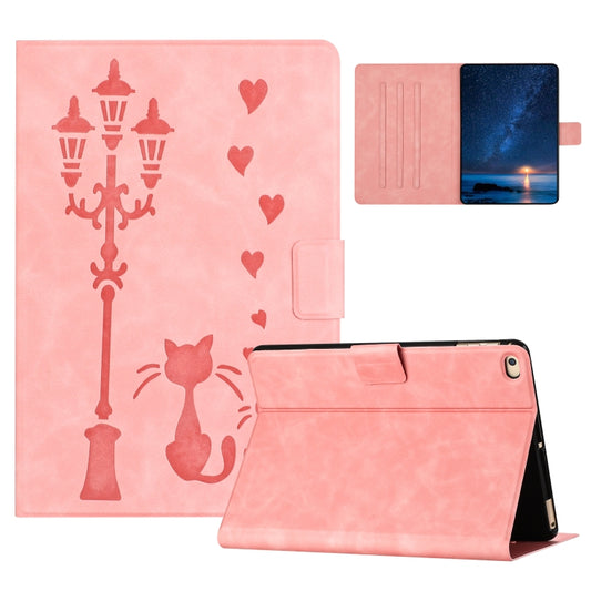 For iPad Air / Air 2 / 9.7 2017 / 2018 Embossed Couple Cat Smart Tablet Leather Case(Pink) - iPad 9.7 (2018) & (2017) Cases by buy2fix | Online Shopping UK | buy2fix