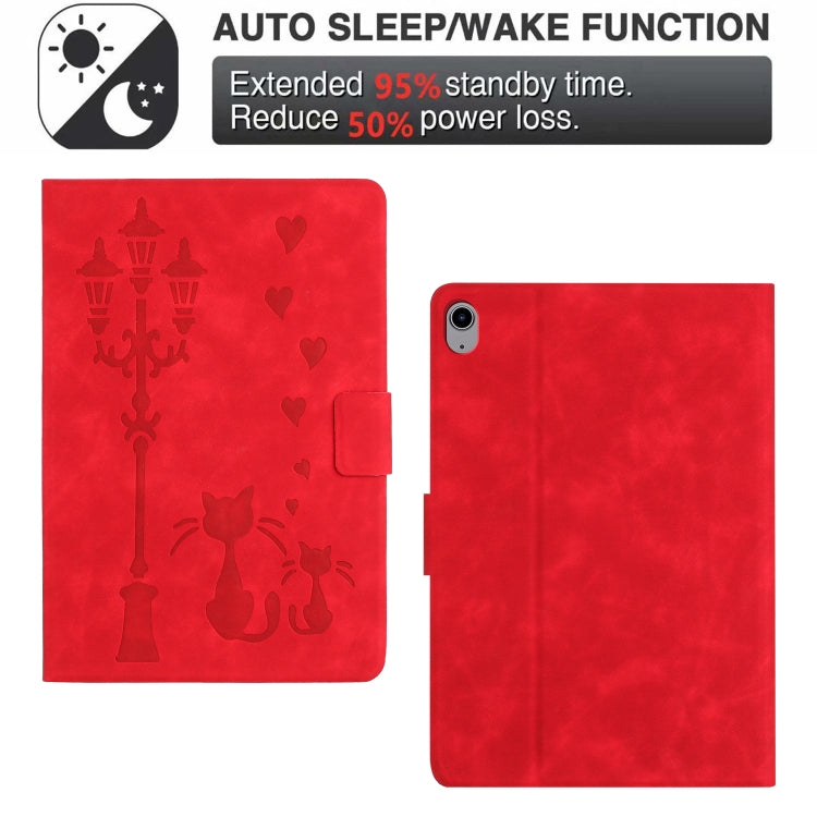 For iPad 2025 / 2022 Embossed Couple Cat Smart Tablet Leather Case(Red) - iPad 2025 / 2022 Cases by buy2fix | Online Shopping UK | buy2fix