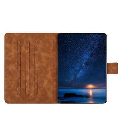 For iPad 2025 / 2022 Embossed Couple Cat Smart Tablet Leather Case(Brown) - iPad 2025 / 2022 Cases by buy2fix | Online Shopping UK | buy2fix