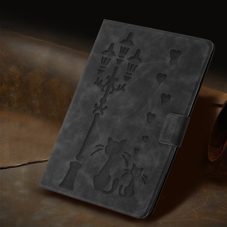 For iPad 2025 / 2022 Embossed Couple Cat Smart Tablet Leather Case(Black) - iPad 2025 / 2022 Cases by buy2fix | Online Shopping UK | buy2fix