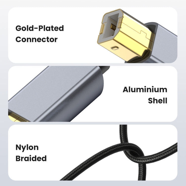 USB 2.0 A Male to B Male Square Port Printer Data Transmission Extension Cable, Length:0.3m by buy2fix