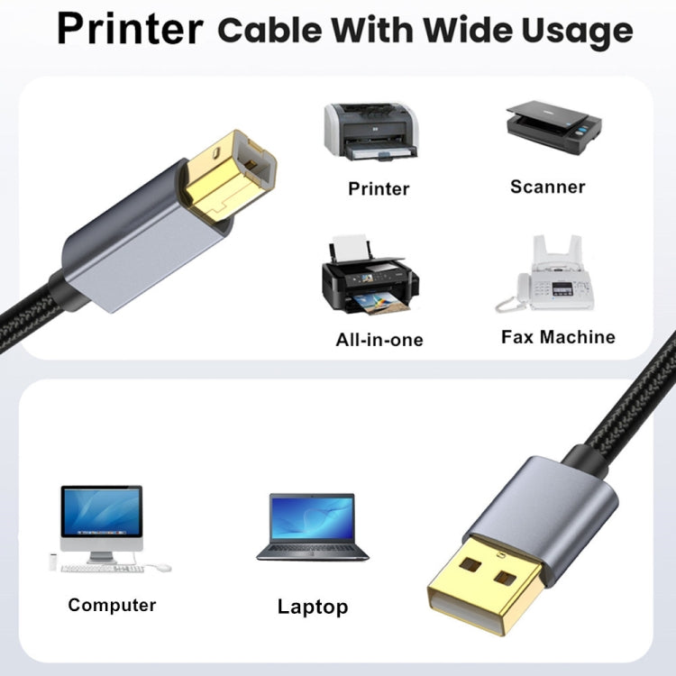 USB 2.0 A Male to B Male Square Port Printer Data Transmission Extension Cable, Length:0.3m by buy2fix