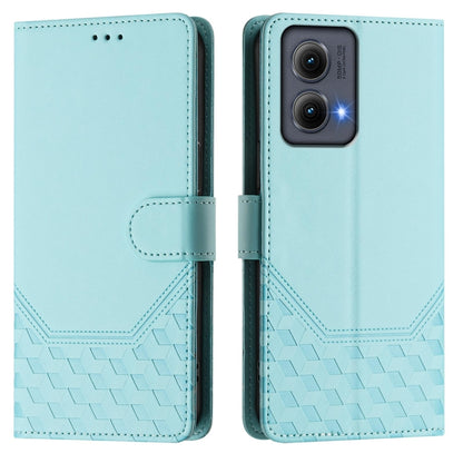 For Motorola Edge 5G 2024 Honeycomb Embossing RFID Leather Phone Case(Mint Green) by buy2fix