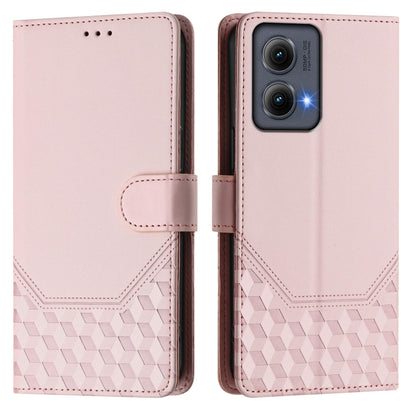 For Motorola Edge 5G 2024 Honeycomb Embossing RFID Leather Phone Case(Pink) by buy2fix