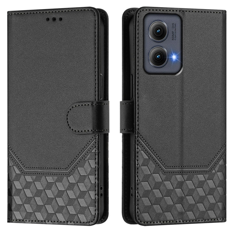 For Motorola Edge 5G 2024 Honeycomb Embossing RFID Leather Phone Case(Black) by buy2fix