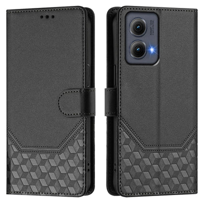 For Motorola Edge 5G 2024 Honeycomb Embossing RFID Leather Phone Case(Black) by buy2fix