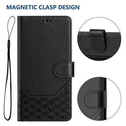 For Motorola Edge 5G 2024 Honeycomb Embossing RFID Leather Phone Case(Black) by buy2fix