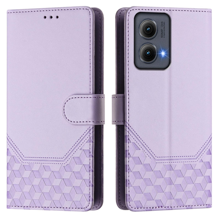 For Motorola Edge 5G 2024 Honeycomb Embossing RFID Leather Phone Case(Light Purple) by buy2fix