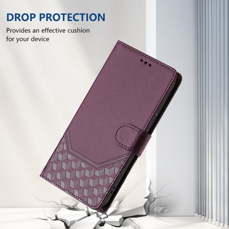 For Motorola Edge 5G 2024 Honeycomb Embossing RFID Leather Phone Case(Violet) by buy2fix
