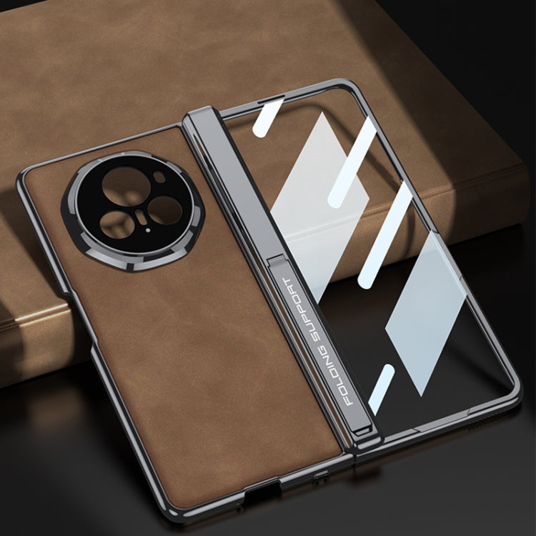 For Honor Magic V3 GKK Integrated Magnetic Fold Hinge Leather Shockproof Phone Case(Matte Brown) - Honor Cases by GKK | Online Shopping UK | buy2fix