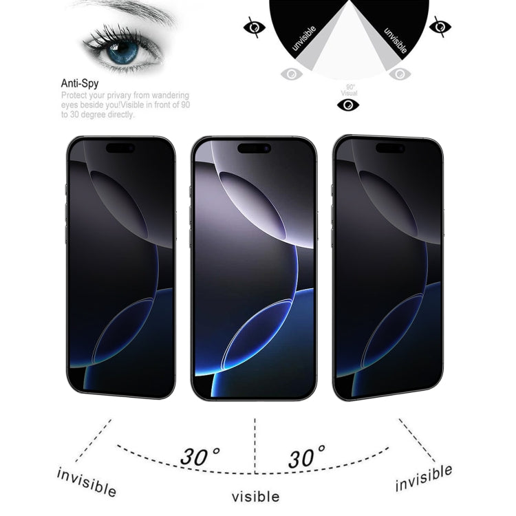 For iPhone 16 Pro Max Full Cover Anti-spy Silk Screen Tempered Glass Film by buy2fix