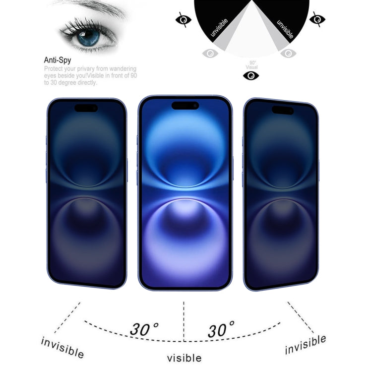 For iPhone 16 High Transparency Full Cover Anti-spy Tempered Glass Film - iPhone 16 Tempered Glass by buy2fix | Online Shopping UK | buy2fix