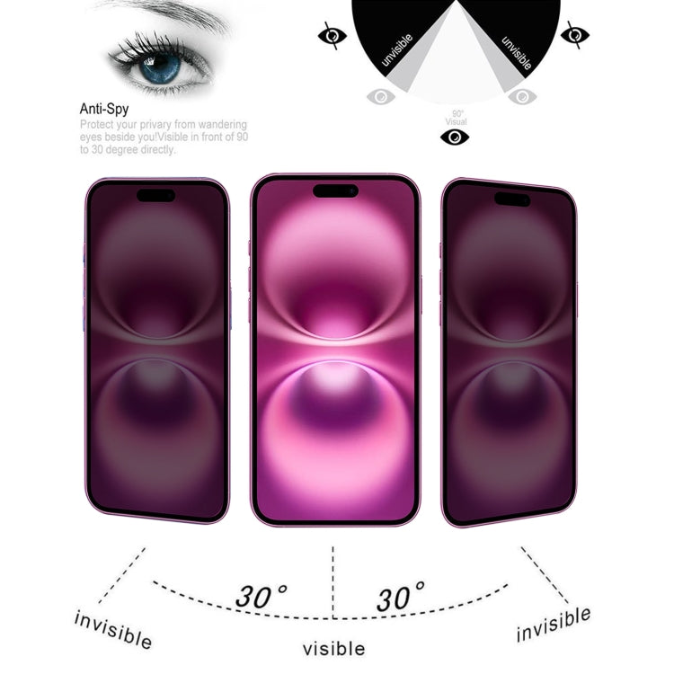 For iPhone 16 Plus High Transparency Full Cover Anti-spy Tempered Glass Film - iPhone 16 Plus Tempered Glass by buy2fix | Online Shopping UK | buy2fix