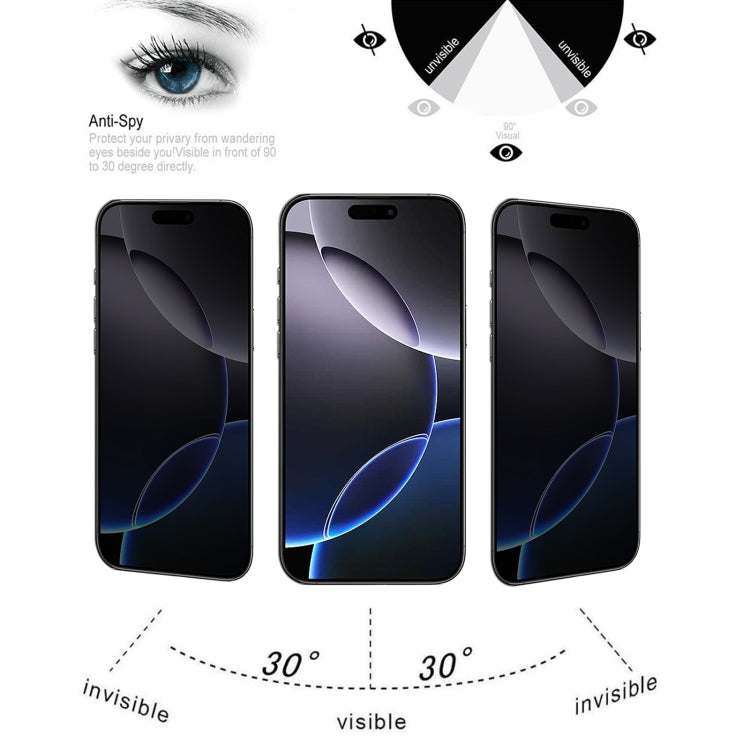 For iPhone 16 Pro Max High Transparency Full Cover Anti-spy Tempered Glass Film by buy2fix