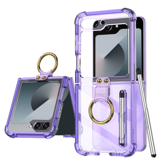 For Samsung Galaxy Z Flip6 / Flip7 FE GKK Airbag Protective Phone Case with Ring & Pen(Purple) - Galaxy Z Flip6 5G Cases by GKK | Online Shopping UK | buy2fix