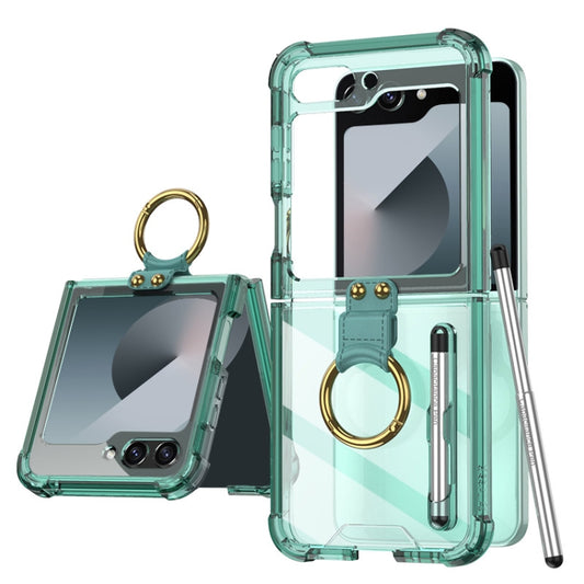 For Samsung Galaxy Z Flip6 / Flip7 FE GKK Airbag Protective Phone Case with Ring & Pen(Green) - Galaxy Z Flip6 5G Cases by GKK | Online Shopping UK | buy2fix