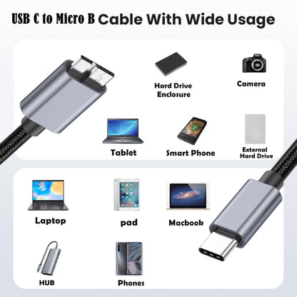 10Gbps USB-C / Type-C 3.1 to Micro B Mobile Hard Disk Adapter Cable, Length:1.8m by buy2fix