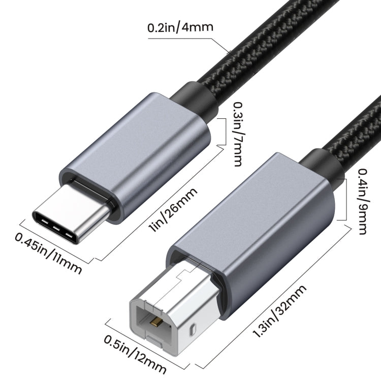USB-C / Type-C to USB-B BM Printer MIDI Keyboard Adapter Cable, Length:0.5m by buy2fix