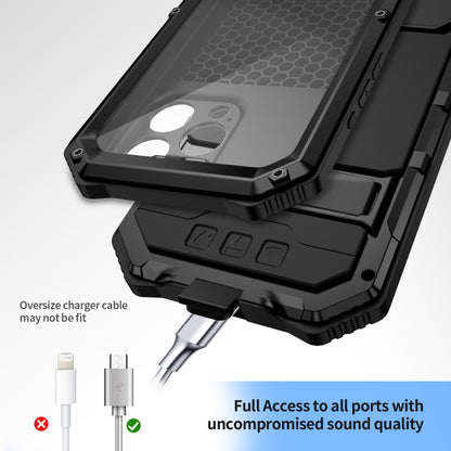 For iPhone 15 Pro Max R-JUST Life Waterproof Dustproof Shockproof Holder Phone Case(Black) - iPhone 15 Pro Max Cases by R-JUST | Online Shopping UK | buy2fix