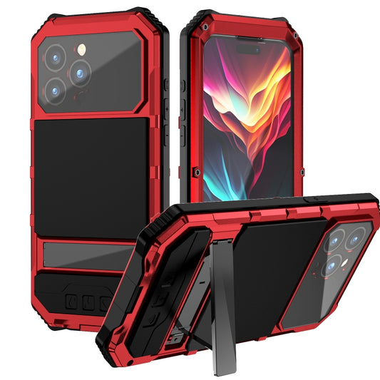 For iPhone 15 Pro Max R-JUST Life Waterproof Dustproof Shockproof Holder Phone Case(Red) - iPhone 15 Pro Max Cases by R-JUST | Online Shopping UK | buy2fix