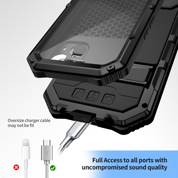 For iPhone 15 Plus R-JUST Life Waterproof Dustproof Shockproof Holder Phone Case(Black) - iPhone 15 Cases by R-JUST | Online Shopping UK | buy2fix
