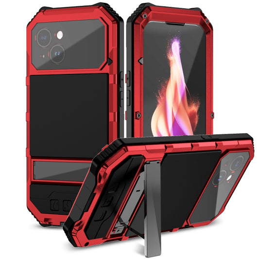 For iPhone 15 Plus R-JUST Life Waterproof Dustproof Shockproof Holder Phone Case(Red) - iPhone 15 Cases by R-JUST | Online Shopping UK | buy2fix