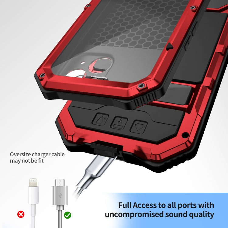 For iPhone 15 Plus R-JUST Life Waterproof Dustproof Shockproof Holder Phone Case(Red) - iPhone 15 Cases by R-JUST | Online Shopping UK | buy2fix