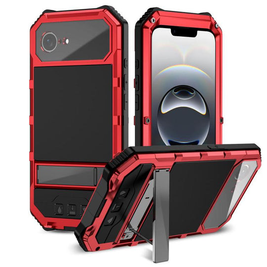 For iPhone 17e / 16e R-JUST Life Waterproof Dustproof Shockproof Holder Phone Case(Red)