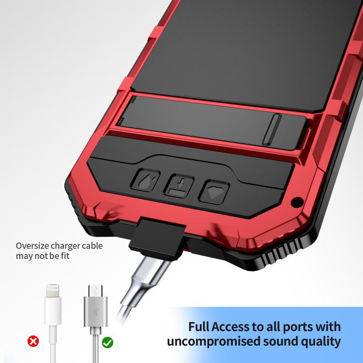 For iPhone 16e R-JUST Life Waterproof Dustproof Shockproof Holder Phone Case(Red) - iPhone 16e Cases by R-JUST | Online Shopping UK | buy2fix