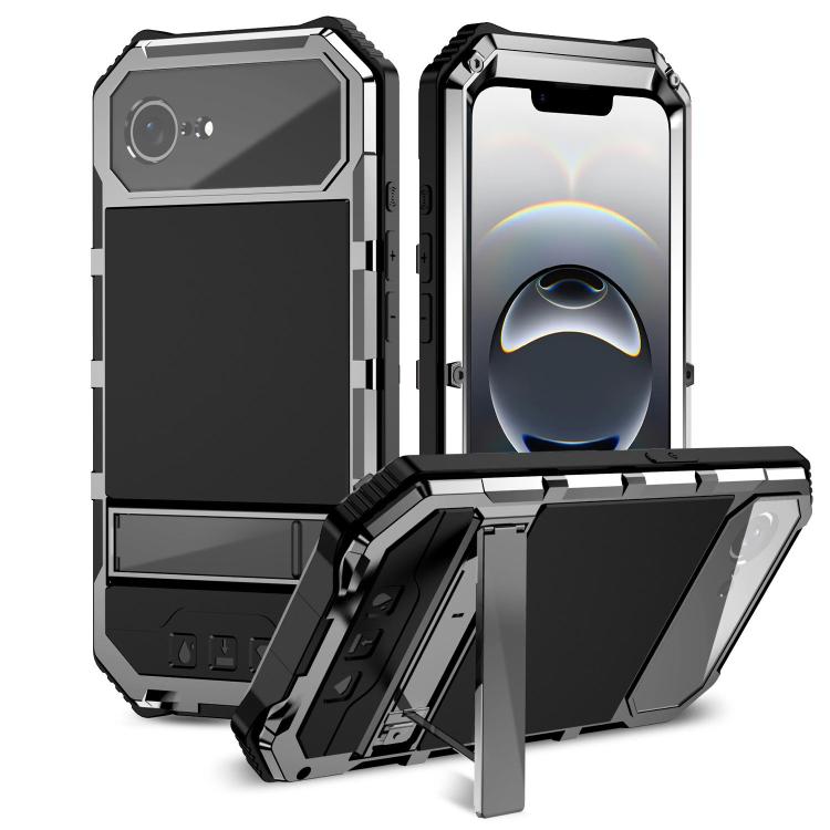 For iPhone 16e R-JUST Life Waterproof Dustproof Shockproof Holder Phone Case(Silver) - iPhone 16e Cases by R-JUST | Online Shopping UK | buy2fix