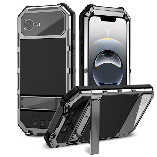 For iPhone 16e R-JUST Life Waterproof Dustproof Shockproof Holder Phone Case(Silver) - iPhone 16e Cases by R-JUST | Online Shopping UK | buy2fix