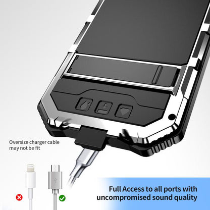 For iPhone 16e R-JUST Life Waterproof Dustproof Shockproof Holder Phone Case(Silver) - iPhone 16e Cases by R-JUST | Online Shopping UK | buy2fix