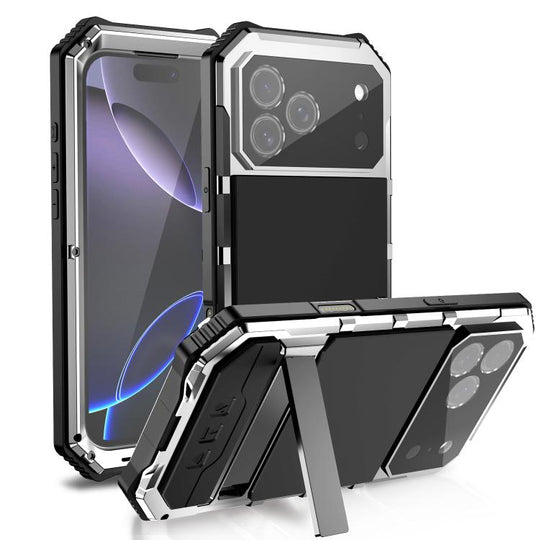 For iPhone 17 Pro Max R-JUST Life Waterproof Dustproof Shockproof Holder Phone Case(Silver)