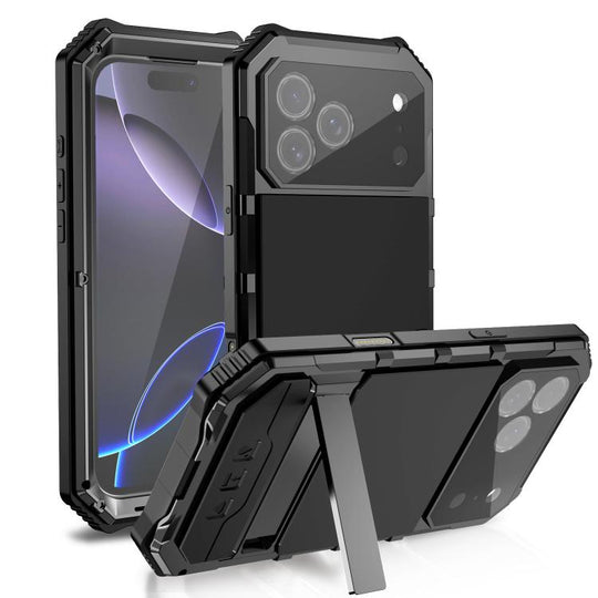 For iPhone 17 Pro R-JUST Life Waterproof Dustproof Shockproof Holder Phone Case(Black)