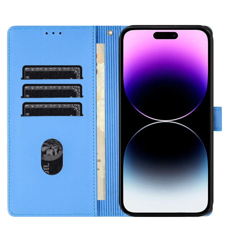 For iPhone 16 Pro Max Cartoon Elephant Embossed Leather Phone Case(Blue) by buy2fix