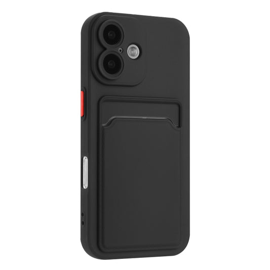 For iPhone 16 Skin Feel Card Contrast Color Button TPU Phone Case(Black) - iPhone 16 Cases by buy2fix | Online Shopping UK | buy2fix