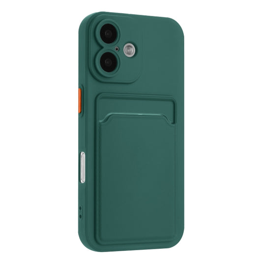 For iPhone 16 Plus Skin Feel Card Contrast Color Button TPU Phone Case(Dark Green) - iPhone 16 Plus Cases by buy2fix | Online Shopping UK | buy2fix