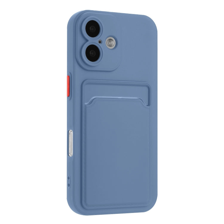 For iPhone 16 Plus Skin Feel Card Contrast Color Button TPU Phone Case(Gray) - iPhone 16 Plus Cases by buy2fix | Online Shopping UK | buy2fix