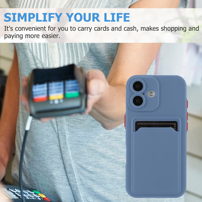 For iPhone 16 Plus Skin Feel Card Contrast Color Button TPU Phone Case(Gray) - iPhone 16 Plus Cases by buy2fix | Online Shopping UK | buy2fix